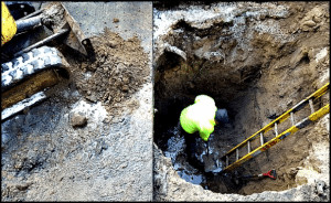 worker diggin out basin